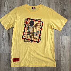 Camp Yellow Graphic Print Short Sleeve T-Shirt Indie Streetwear Top Mens Size L